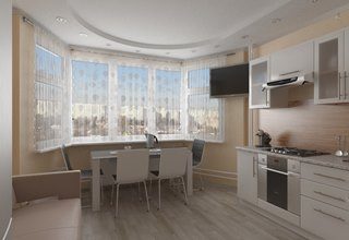 Ремонт кухни п44т с эркером в Уфе под ключ